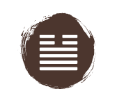 A brown circle of paint with the iChing Hexagram of Gate 34 cut out in white.