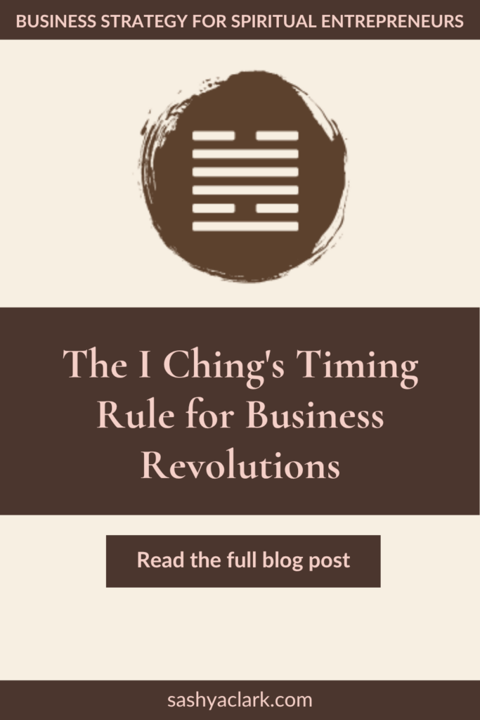 I Ching hexagram 49, Ko, in cream lines against a dark ink brushstroke circle: the Revolution hexagram for Human Design and Gene Keys Gate 49.