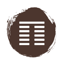 A brown circle of paint with the iChing Hexagram of Gate 23 cut out in white.