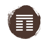 A brown circle of paint with the iChing Hexagram of Gate 20 cut out in white.