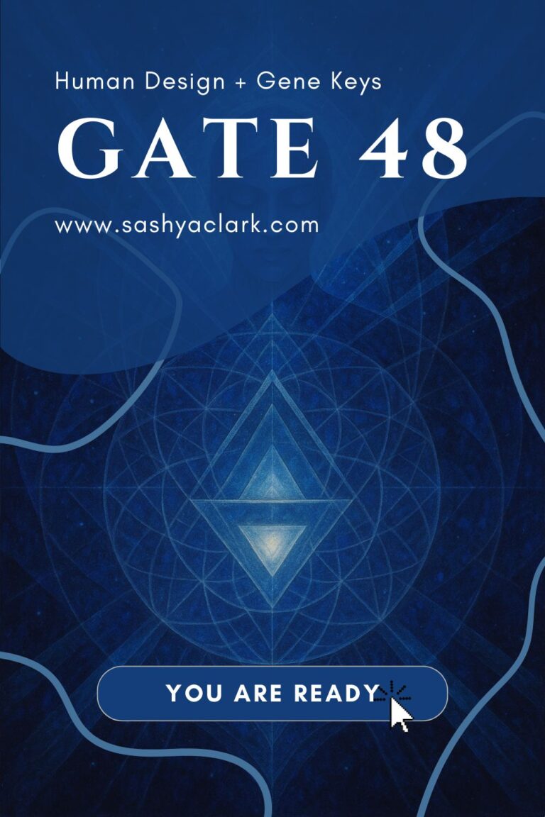 Ethereal cosmic artwork in deep navy and indigo tones symbolizing Human Design Gate 48, with prismatic light streaming into a vast well of wisdom, fractal patterns spiraling inward, and shimmering silver threads representing depth, reflection, and shared insight.